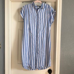 Blue and white striped dress.